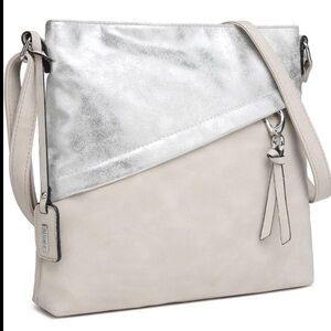 Silver and Cream Women's Bag